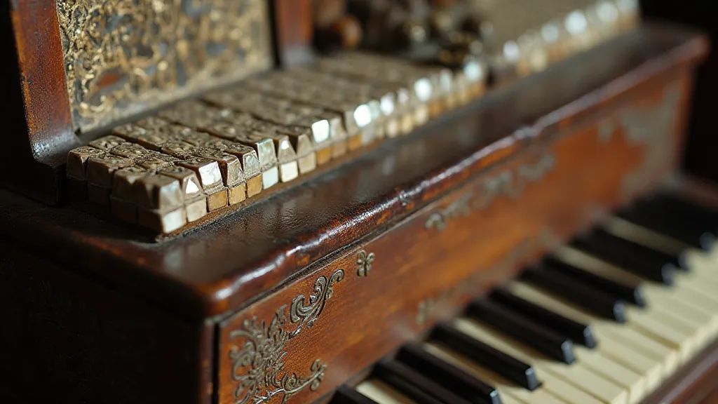 Antique accordion keys and bellows detail