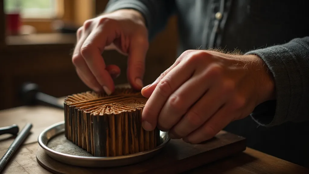 A craftsman repairing an accordion.