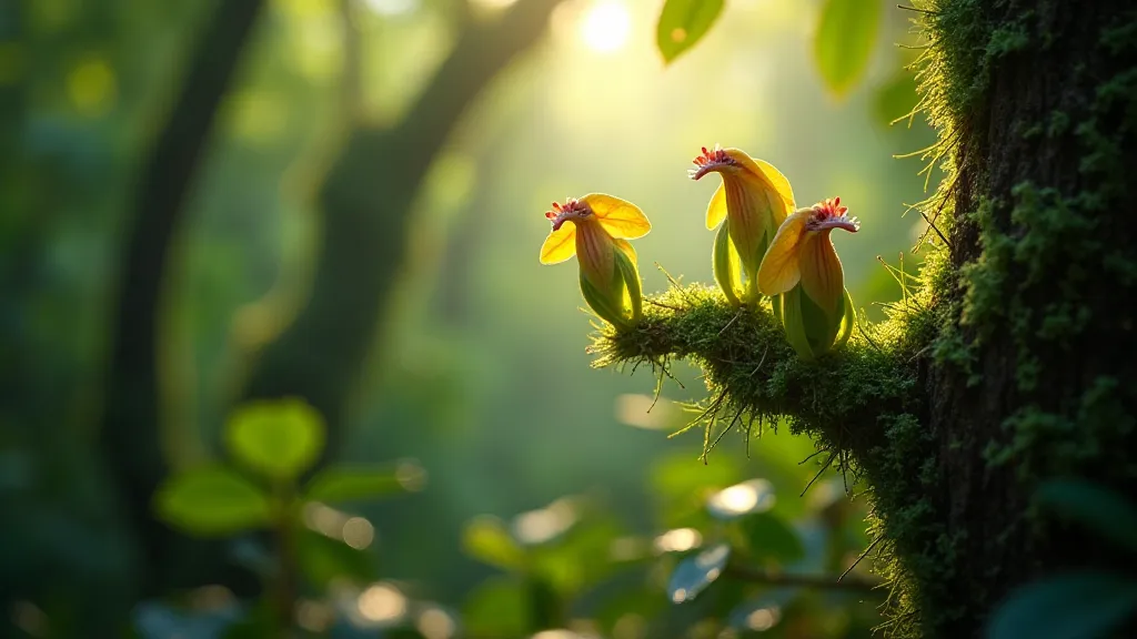 Miniature orchids in Ecuadorian cloud forest