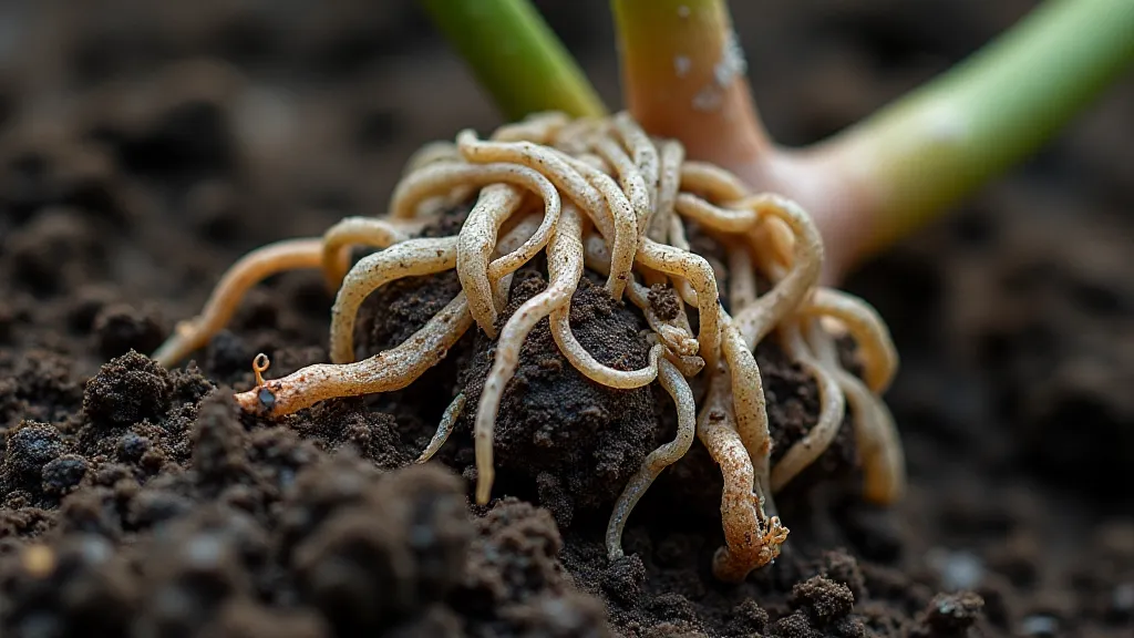 Orchid root system with mycorrhizal fungi