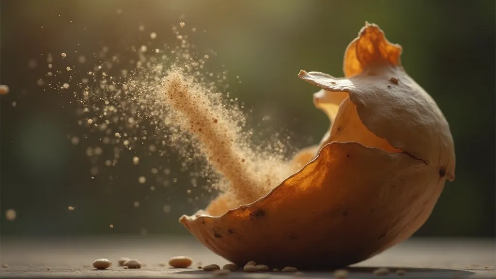 Dried orchid pod releasing seeds