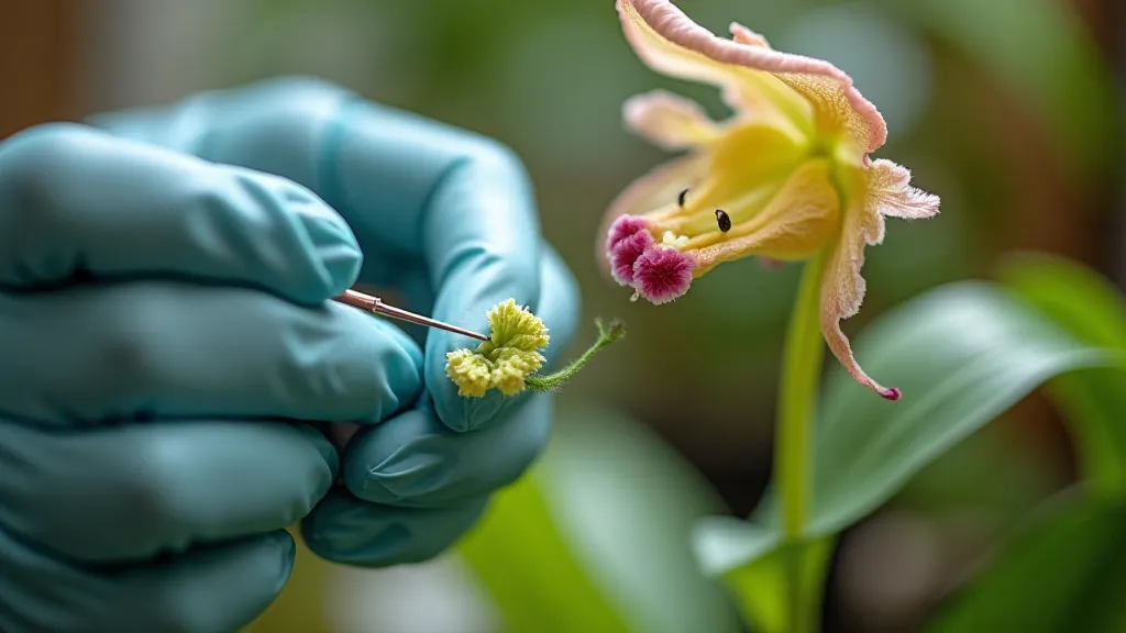 Botanist sampling an orchid