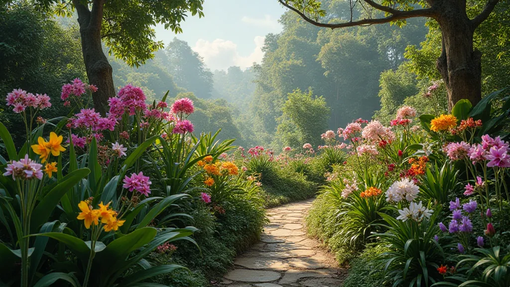 Thriving orchid sanctuary in a tropical rainforest
