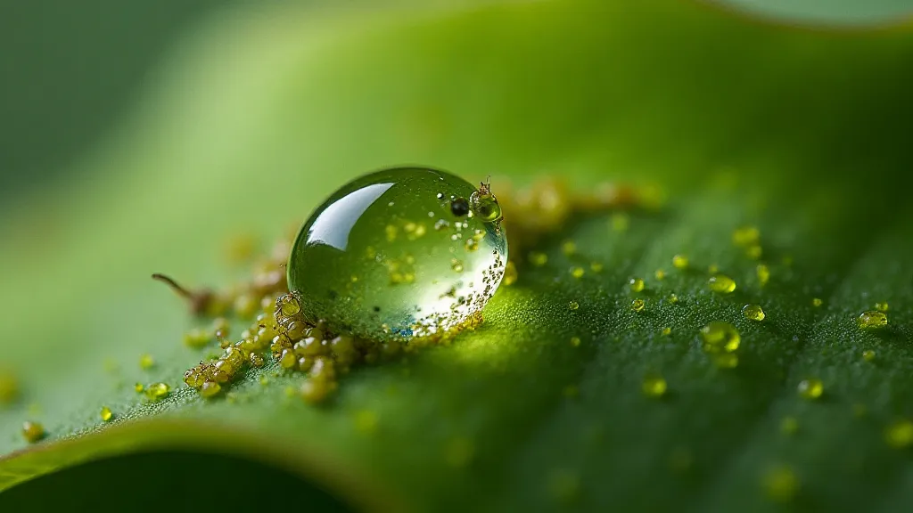 Algae growth on a Pleurothallis leaf