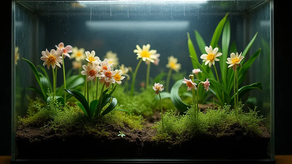 Pleurothallis orchids in a terrarium
