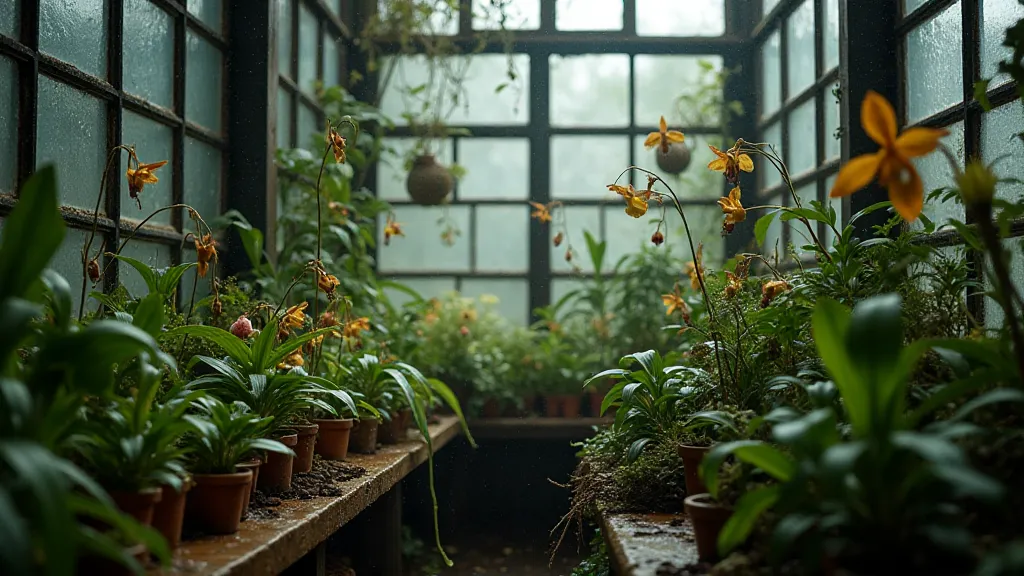 Rare orchids in a greenhouse