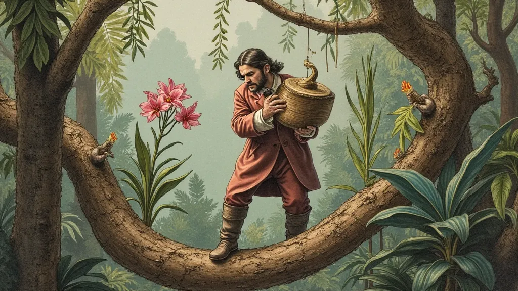 Botanist extracting a rare orchid